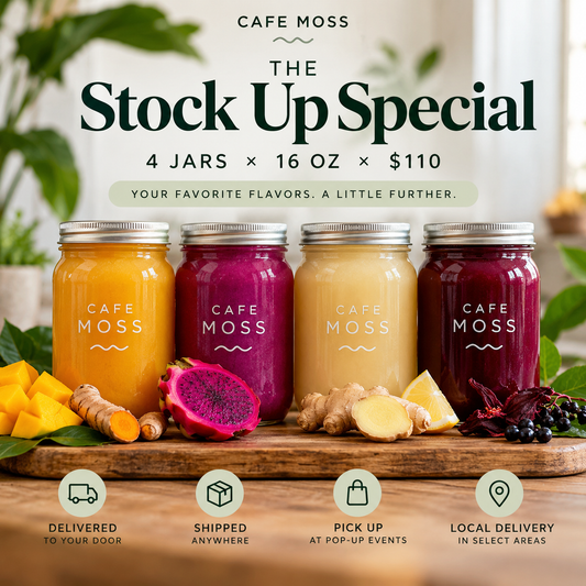 Cafe Moss Stock Up Special - four 16 oz sea moss gel jars for $110